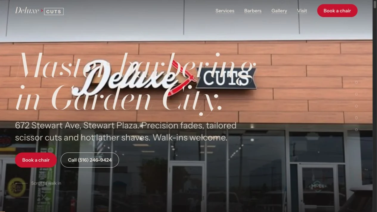 Deluxe Cuts website homepage preview