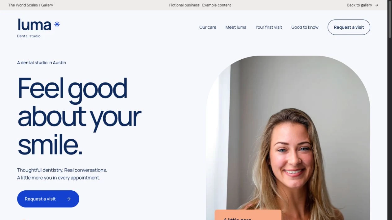 Luma website homepage preview